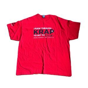 "I flew through KRAP to get to Sturgis" Red Short Sleeve T-Shirt 2XL Unisex